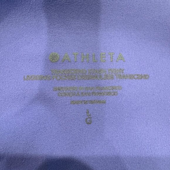 Athleta Transcend Stash Tight Leggings Purple Periwinkle L High Rise 7/8 Length - Picture 2 of 8